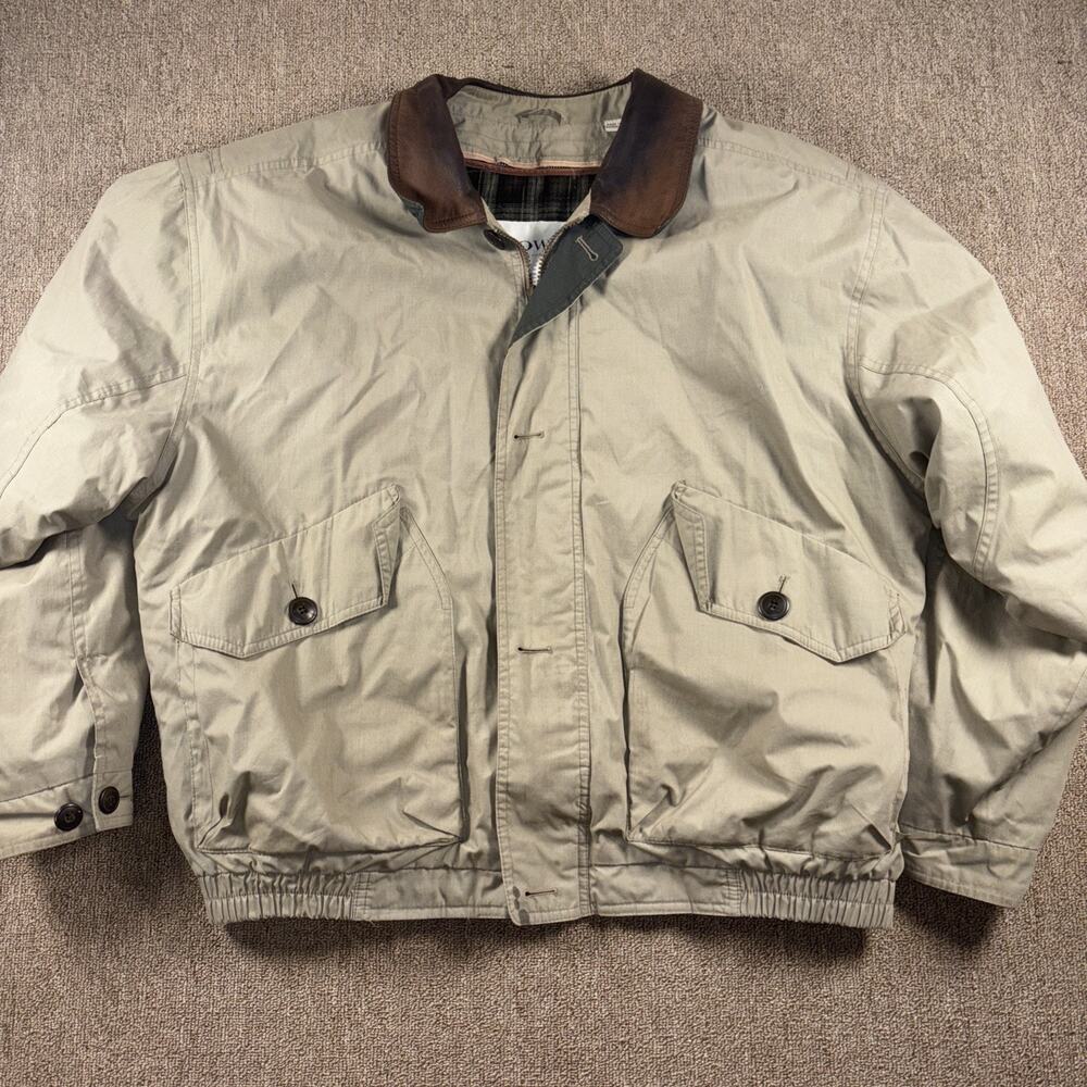 Vintage Men’s Towne By London Fog Leather Collar Fall Jacket Large Beige